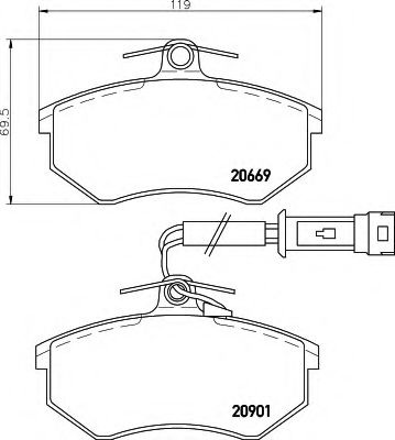 Комплект тормозных колодок, дисковый тормоз 8DB 355 017-651 HELLA