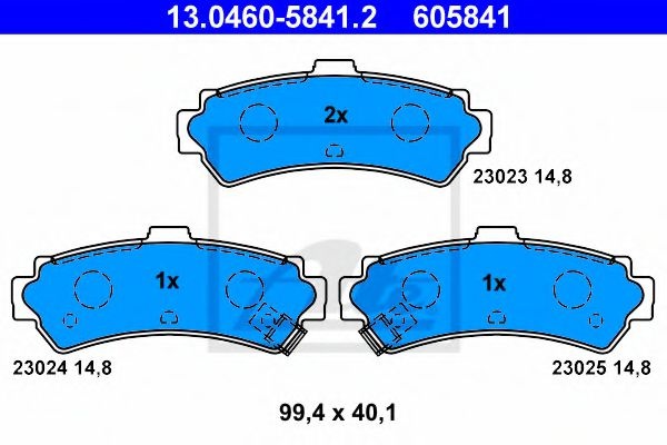 Комплект тормозных колодок, дисковый тормоз 13.0460-5841.2 ATE