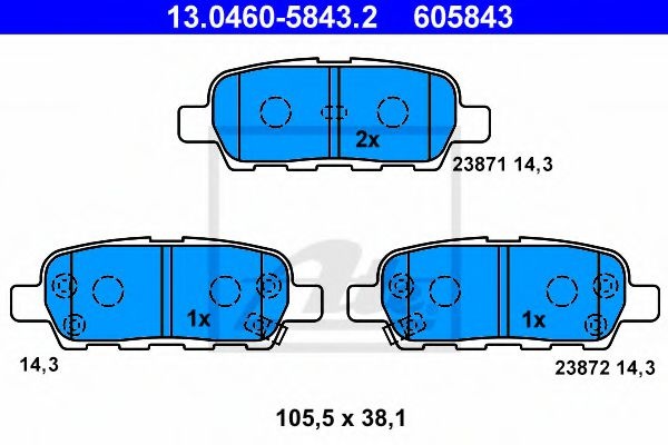 Комплект тормозных колодок, дисковый тормоз 13.0460-5843.2 ATE