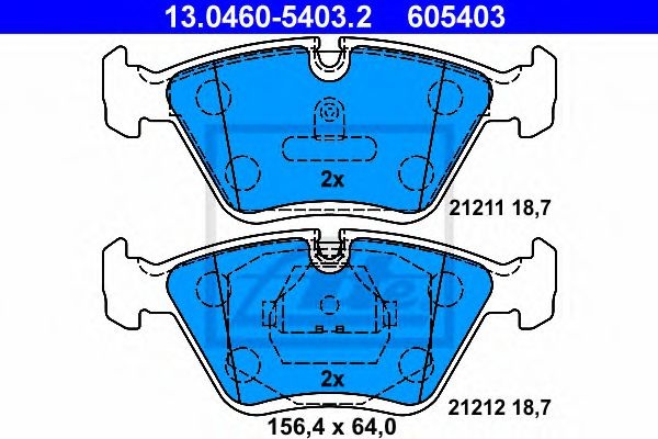 Комплект тормозных колодок, дисковый тормоз 13.0460-5403.2 ATE