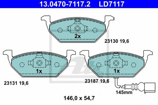 Комплект тормозных колодок, дисковый тормоз 13.0470-7117.2 ATE
