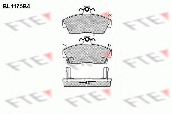 Комплект тормозных колодок, дисковый тормоз BL1175B4 FTE