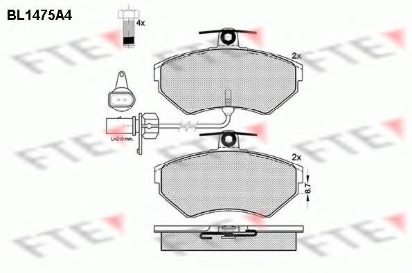 Комплект тормозных колодок, дисковый тормоз BL1475A4 FTE