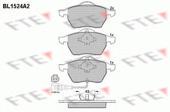 Комплект тормозных колодок, дисковый тормоз BL1524A2 FTE