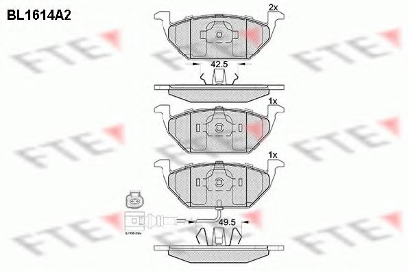 Комплект тормозных колодок, дисковый тормоз BL1614A2 FTE