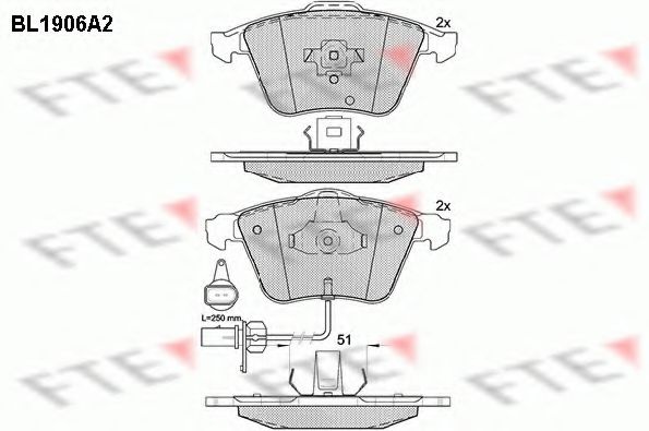 Комплект тормозных колодок, дисковый тормоз BL1906A2 FTE