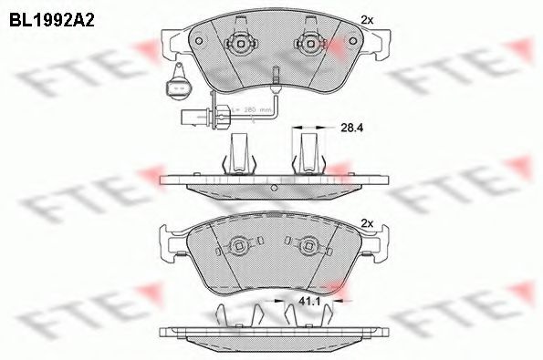Комплект тормозных колодок, дисковый тормоз BL1992A2 FTE