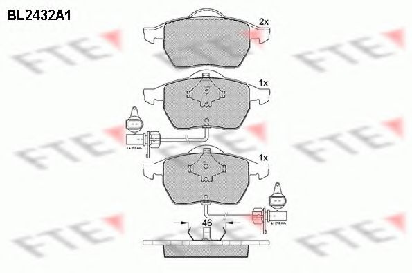 Комплект тормозных колодок, дисковый тормоз BL2432A1 FTE