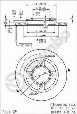 Тормозной диск 08.3082.10 BREMBO