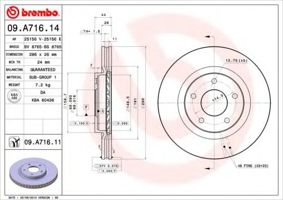 Тормозной диск 09.A716.11 BREMBO