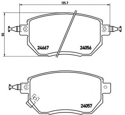 Комплект тормозных колодок, дисковый тормоз P 56 051 BREMBO
