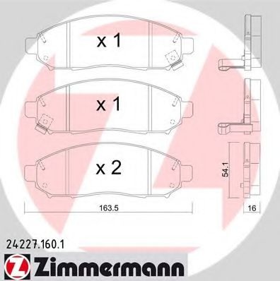 Комплект тормозных колодок, дисковый тормоз 24227.160.1 ZIMMERMANN