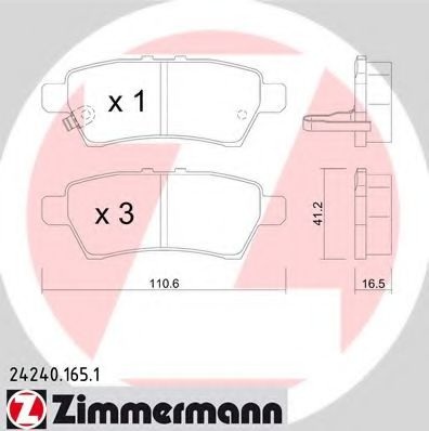 Комплект тормозных колодок, дисковый тормоз 24240.165.1 ZIMMERMANN