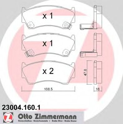 Комплект тормозных колодок, дисковый тормоз 23004.160.1 ZIMMERMANN