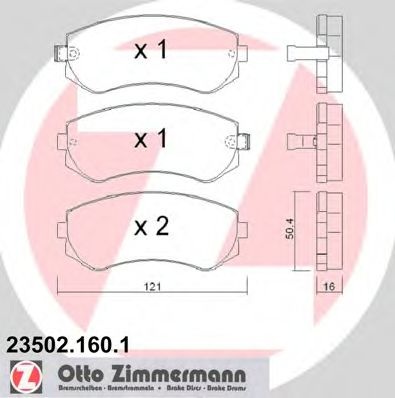 Комплект тормозных колодок, дисковый тормоз 23502.160.1 ZIMMERMANN