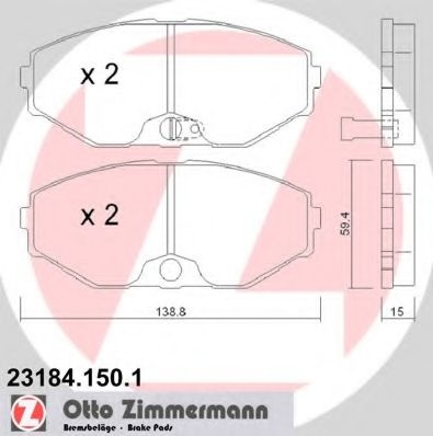 Комплект тормозных колодок, дисковый тормоз 23184.150.1 ZIMMERMANN