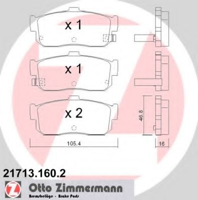 Комплект тормозных колодок, дисковый тормоз 21713.160.2 ZIMMERMANN