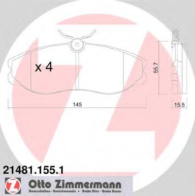 Комплект тормозных колодок, дисковый тормоз 21481.155.1 ZIMMERMANN