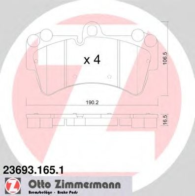 Комплект тормозных колодок, дисковый тормоз 23693.165.1 ZIMMERMANN