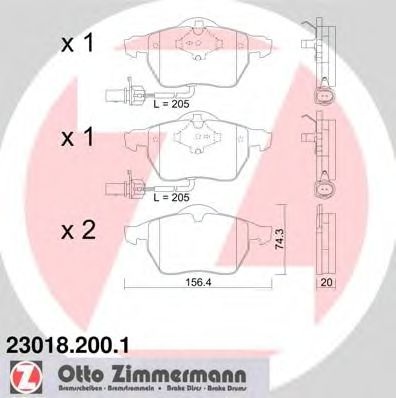 Комплект тормозных колодок, дисковый тормоз 23018.200.1 ZIMMERMANN