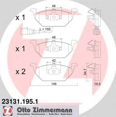 Комплект тормозных колодок, дисковый тормоз 23131.195.1 ZIMMERMANN