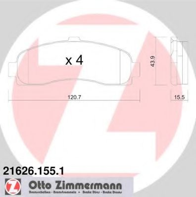 Комплект тормозных колодок, дисковый тормоз 21626.155.1 ZIMMERMANN