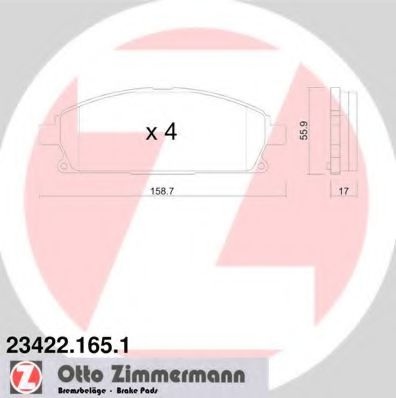 Комплект тормозных колодок, дисковый тормоз 23422.165.1 ZIMMERMANN