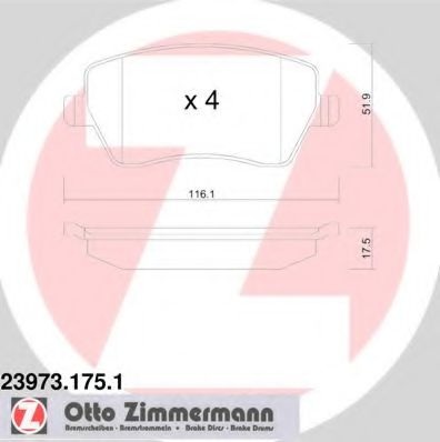 Комплект тормозных колодок, дисковый тормоз 23973.175.1 ZIMMERMANN