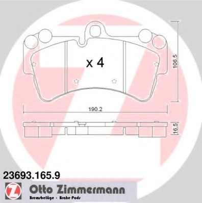 Комплект тормозных колодок, дисковый тормоз 23693.165.9 ZIMMERMANN