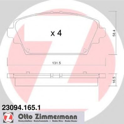 Комплект тормозных колодок, дисковый тормоз 23094.165.1 ZIMMERMANN