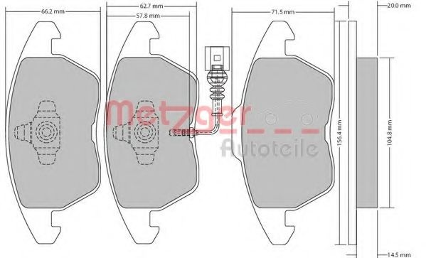Комплект тормозных колодок, дисковый тормоз 1170007 METZGER
