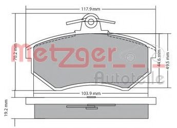Комплект тормозных колодок, дисковый тормоз 1170066 METZGER