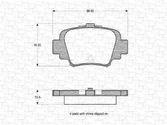 Комплект тормозных колодок, дисковый тормоз 363702160540 MAGNETI MARELLI