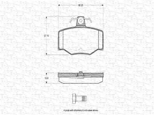 Комплект тормозных колодок, дисковый тормоз 363702160753 MAGNETI MARELLI