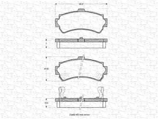 Комплект тормозных колодок, дисковый тормоз 363702160767 MAGNETI MARELLI