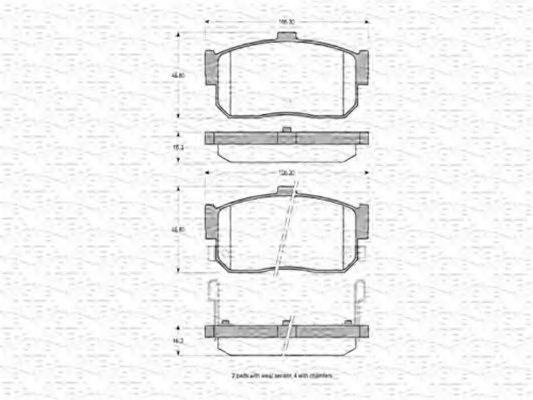 Комплект тормозных колодок, дисковый тормоз 363702160786 MAGNETI MARELLI