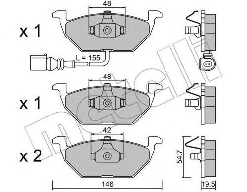 Комплект тормозных колодок, дисковый тормоз 22-0211-2 METELLI