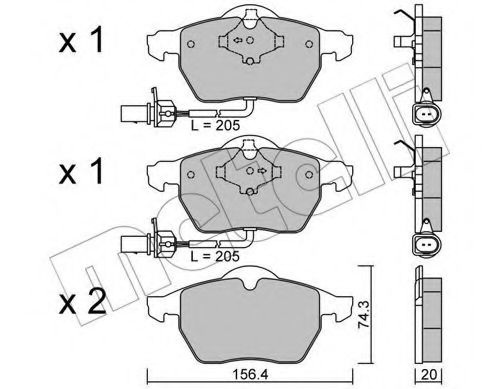 Комплект тормозных колодок, дисковый тормоз 22-0314-0 METELLI