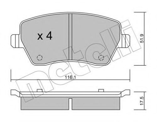 Комплект тормозных колодок, дисковый тормоз 22-0485-0 METELLI