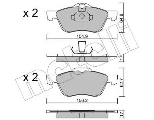 Комплект тормозных колодок, дисковый тормоз 22-0489-0 METELLI