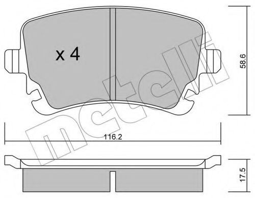 Комплект тормозных колодок, дисковый тормоз 22-0554-2 METELLI