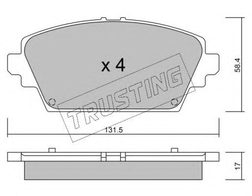 Комплект тормозных колодок, дисковый тормоз 480.0 TRUSTING
