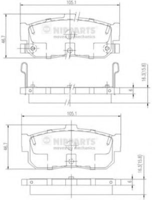 Комплект тормозных колодок, дисковый тормоз J3611034 NIPPARTS