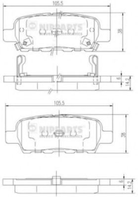 Комплект тормозных колодок, дисковый тормоз J3611044 NIPPARTS