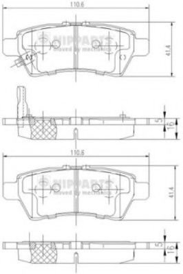 Комплект тормозных колодок, дисковый тормоз J3611050 NIPPARTS