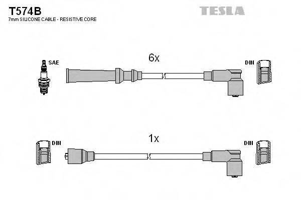Комплект проводов зажигания T574B TESLA