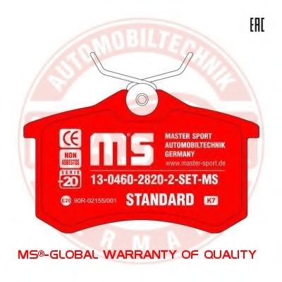 Комплект тормозных колодок, дисковый тормоз 13046028202-SET-MS MASTER-SPORT
