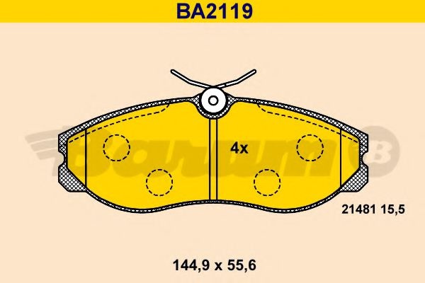 Комплект тормозных колодок, дисковый тормоз BA2119 BARUM