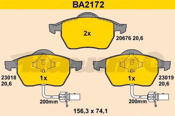 Комплект тормозных колодок, дисковый тормоз BA2172 BARUM