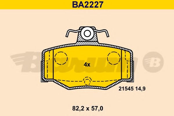 Комплект тормозных колодок, дисковый тормоз BA2227 BARUM